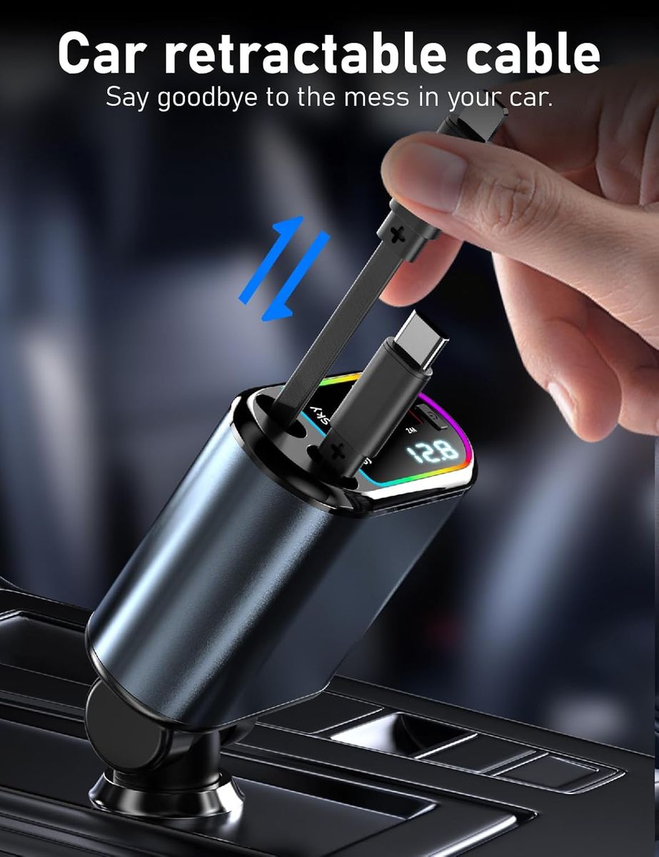 Starlight Retractable Car Charger – 4 in 1 Car Accessory with Dual USB Ports