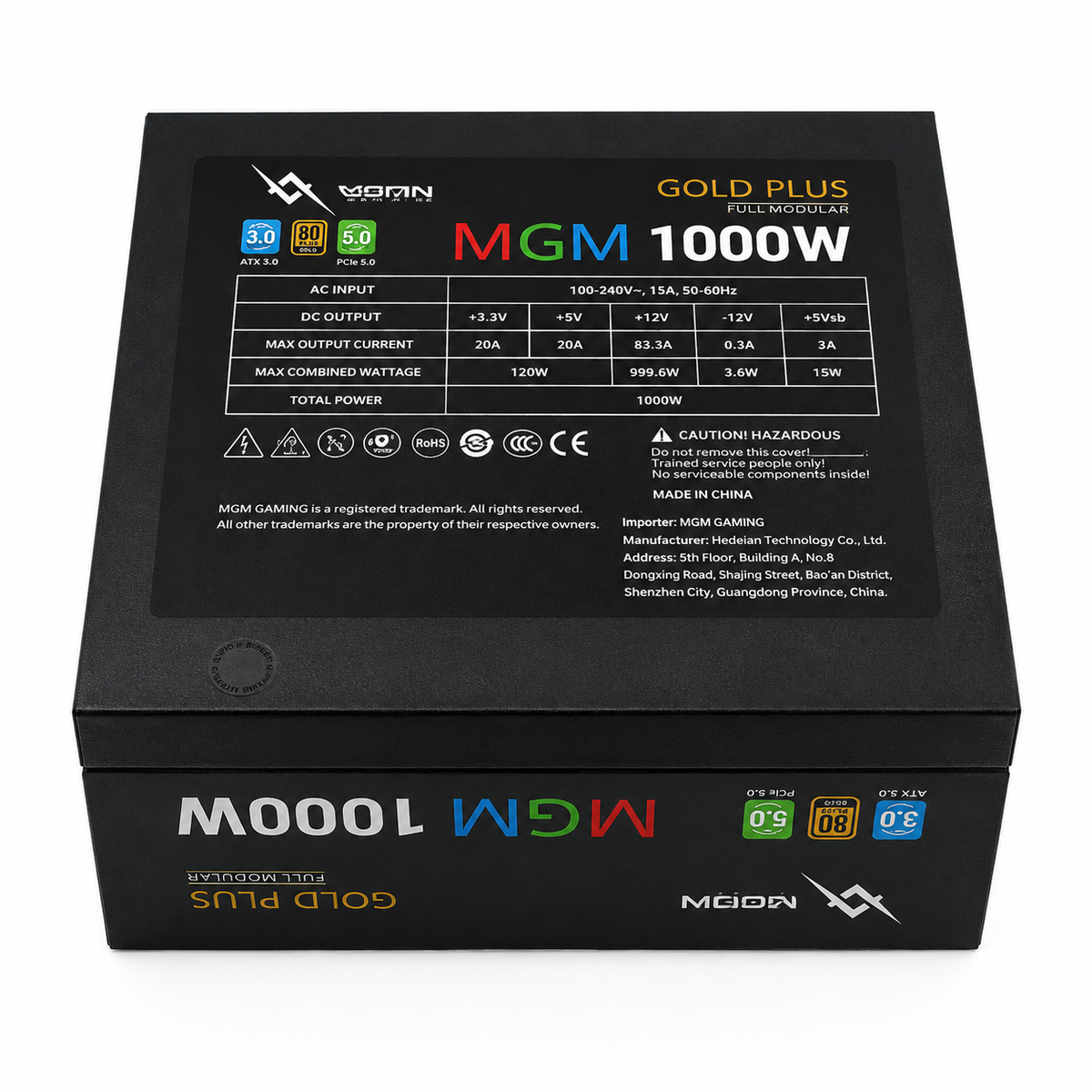 MGM Gaming 1000W 80 Plus Gold Full Modular ATX 3.0 PCIe 5.0 Power Supply (PSU)
