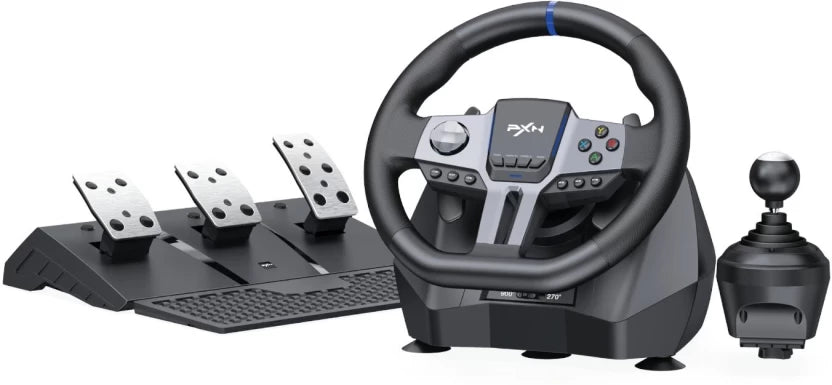 PXN V9 Gen 2 Gaming Steering Wheel – 270°/900° with 3 Pedals & 6+1 Gear Shifter