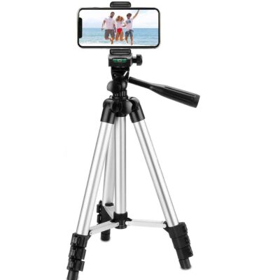 DW Light Weight Portable Aluminum Tripod For Cellphone – Silver – 3110 ( No Cellphone Clamp)