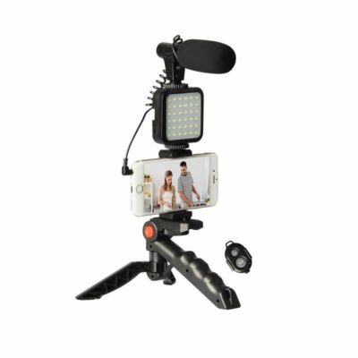 DW-Professional Vlogging Kit With Tripod LED Video Light And Phone Holder – AY-49