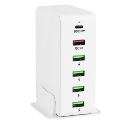 DW Usb Multi Port Desktop Charger QC3.0 – PD20W – 65W – White