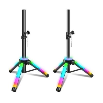 DW LED Multi Colors Dj Speaker Stands Adjustable 25-39 Inch – Set Of 2